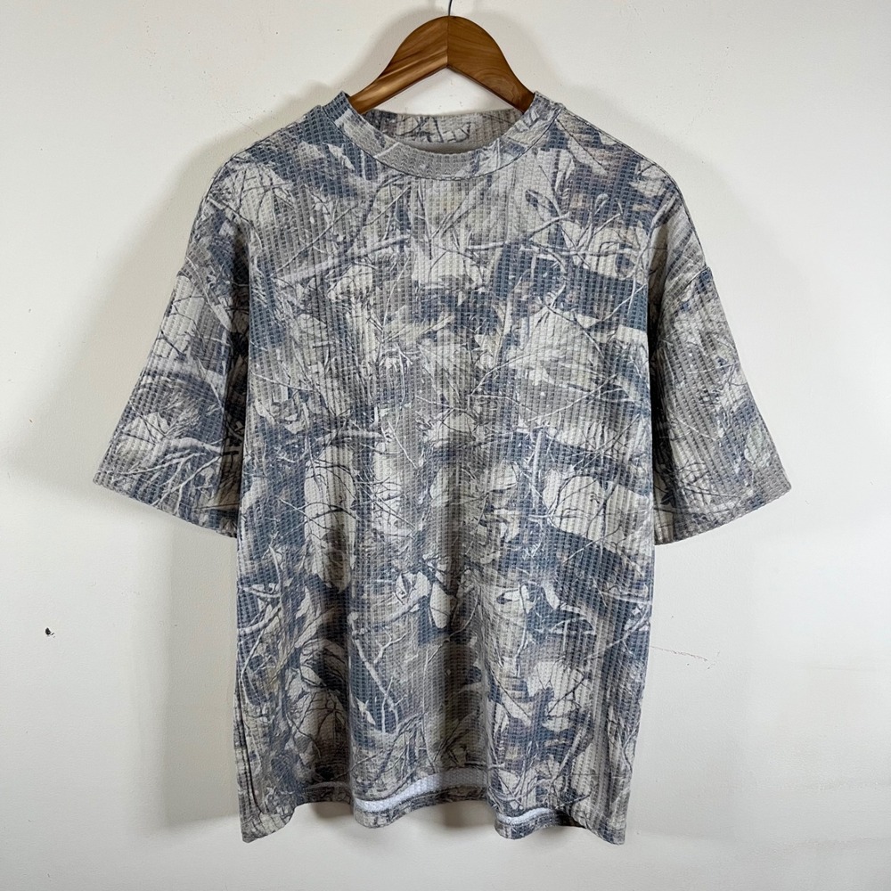 Negative Space Camouflage Waffle Knit Crewneck T-Shirt Streetwear Gorpcore Large
